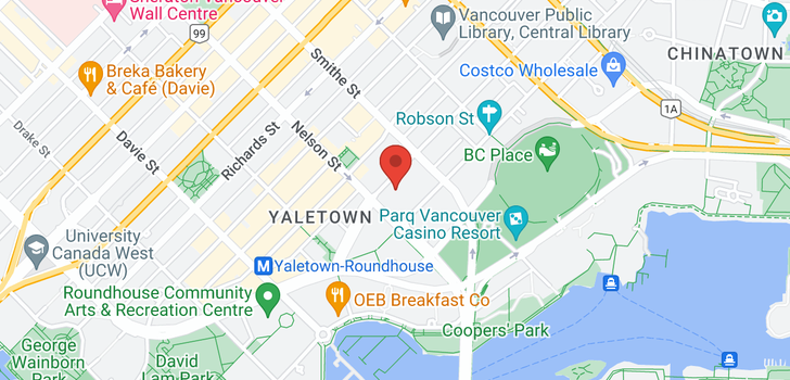 map of 1404 950 CAMBIE STREET